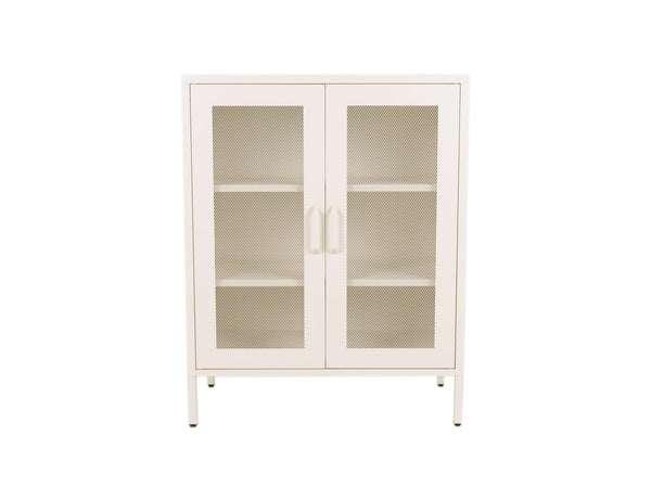 Vtwonen MaximaVida Metalen Locker Vitrine Kast Finn 102 X 80 X 40 Cm Ivoor - 2 Schappen