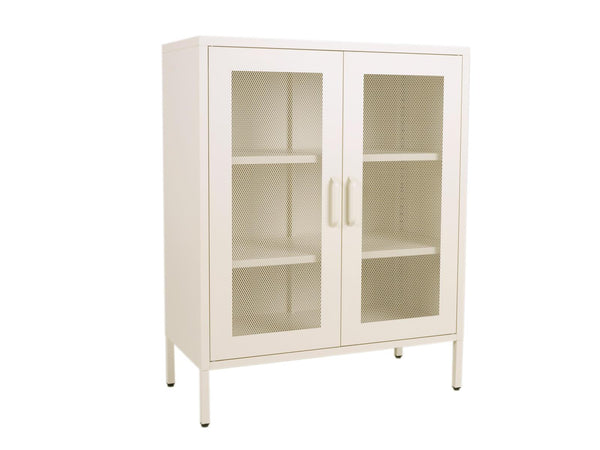 vtwonen MaximaVida metalen locker vitrine kast Finn 102 x 80 x 40 cm ivoor - 2 schappen