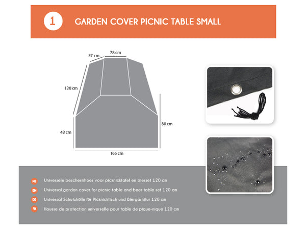 Vtwonen MaximaVida Picknicktafel Beschermhoes London 120 Cm Zwart - Zware Uitvoering