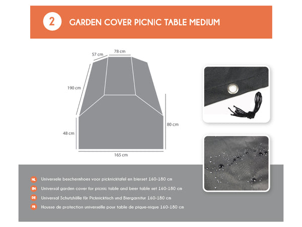 Vtwonen MaximaVida Picknicktafel Beschermhoes London 150 Cm - 180 Cm Zwart - Zware Uitvoering