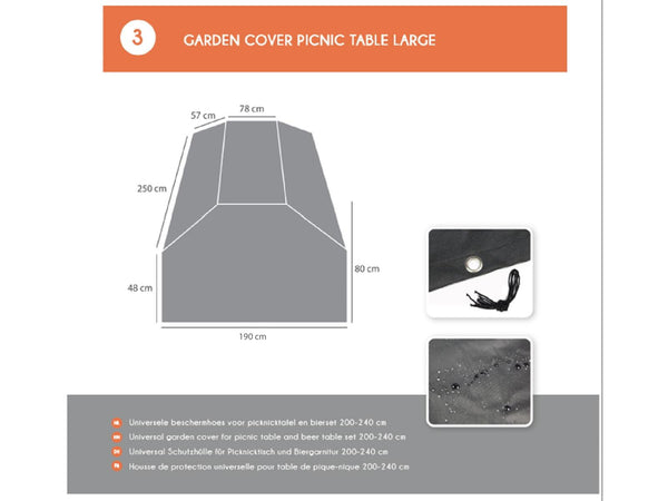 Vtwonen MaximaVida Picknicktafel Beschermhoes London 200 Cm - 240 Cm Zwart - Zware Uitvoering