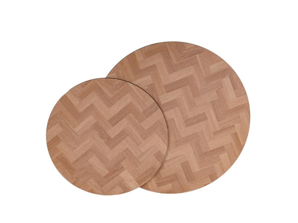 vtwonen MaximaVida ronde set tafelbladen Copenhagen 58 en 45 cm - HPL fishbone look