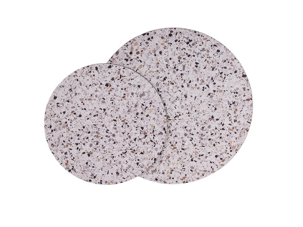 vtwonen MaximaVida ronde set tafelbladen Lucca 58 en 45 cm - HPL terrazzo look