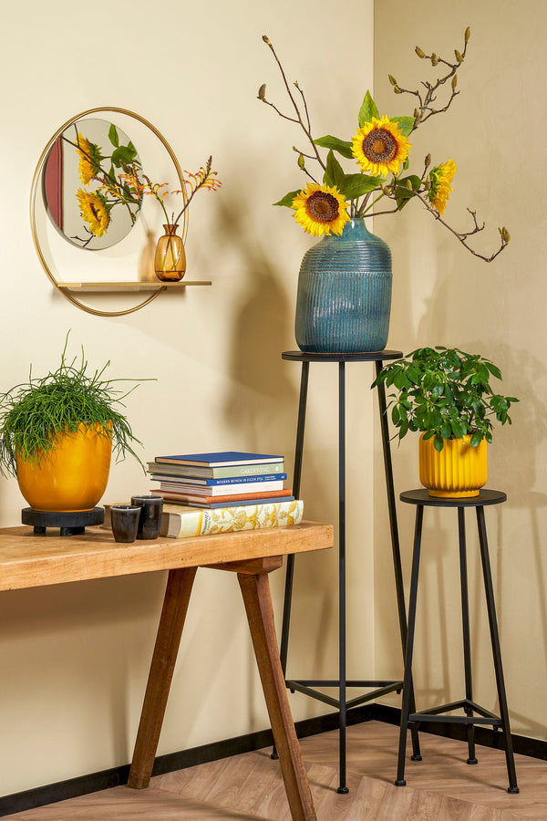 Vtwonen Mica Decorations Adine Plantentafel - H120 X Ø35 Cm - Metaal - Zwart