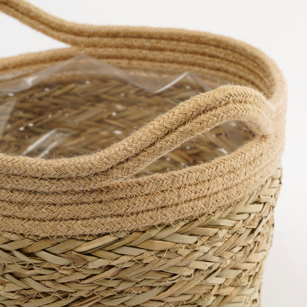 Vtwonen Mica Decorations Anne Plantenmand - Set Van 2 - H28 X Ø30 Cm - Zeegras - Lichtbruin