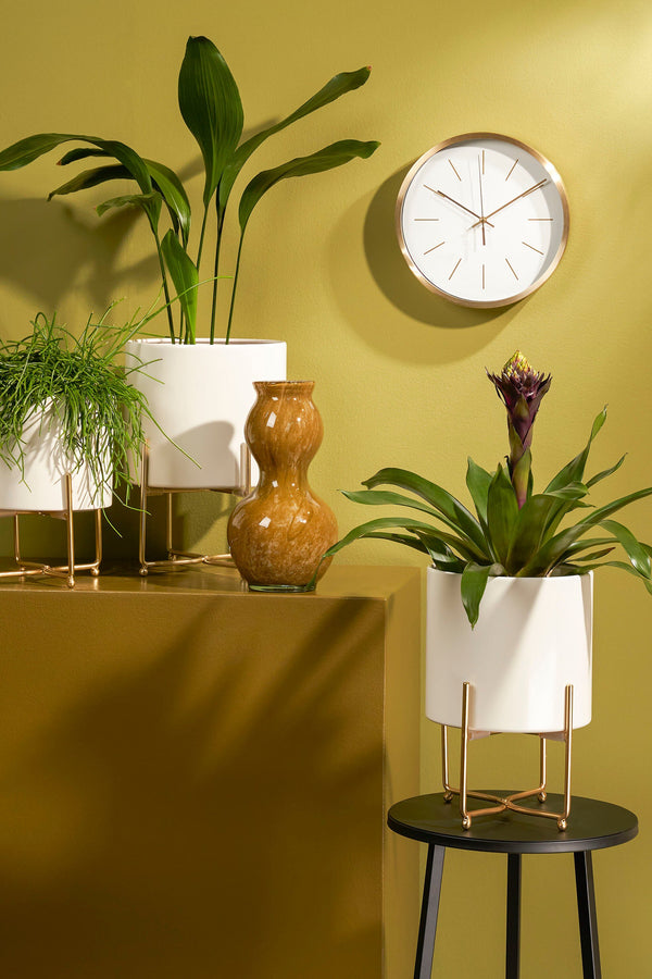 Vtwonen Mica Decorations Aries Bloempot Op Standaard - Set Van 3 - H32 X Ø24 Cm - Wit