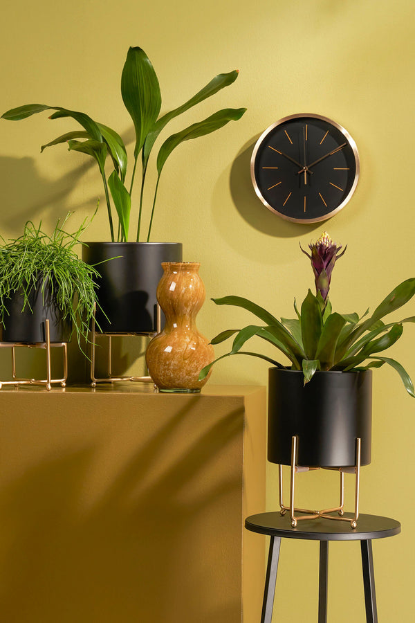 Vtwonen Mica Decorations Aries Bloempot Op Standaard - Set Van 3 - H32 X Ø24 Cm - Zwart