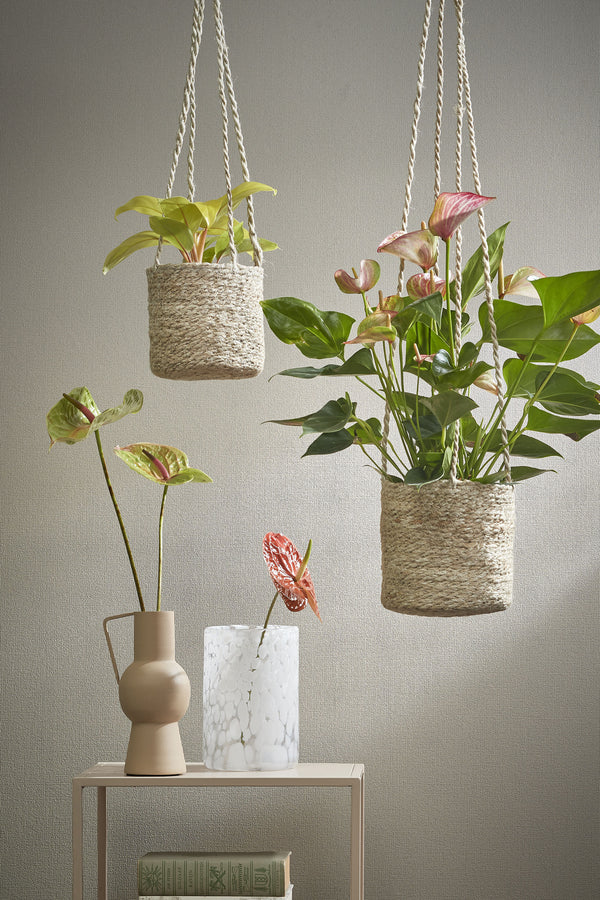 Vtwonen Mica Decorations Atlantic Plantenmand - Set Van 2 - H16 X Ø16 Cm - Crème