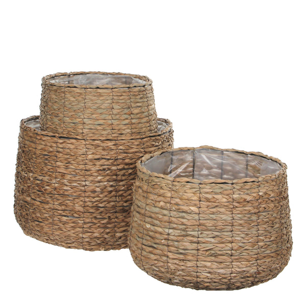 vtwonen Mica Decorations Avalon Plantenmand - Set van 3 - H32 x Ø44 cm - Zeegras - Lichtbruin