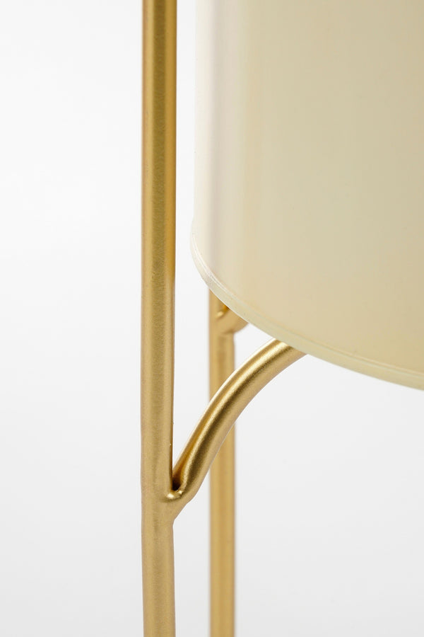 Vtwonen Mica Decorations Donau Bloempot Op Standaard - Set Van 2 - Metaal - H45 X Ø23 Cm - Lichtgeel Goud