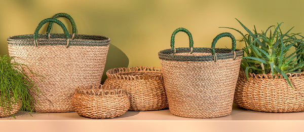 Vtwonen Mica Decorations Gourdon Plantenmand - Set Van 4 - H17 X Ø31 Cm - Bruin