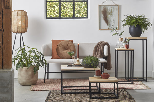 Vtwonen Mica Decorations Oskar Plantentafel - L35 X B35 X H81 Cm - Hout Metaal - Zwart