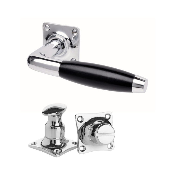 Vtwonen MooideurBeslag Deurklink Klassiek Geveerd - Glanzend Nikkel - Wc Slot - Vierkant