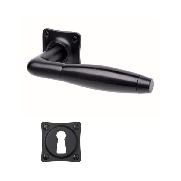 vtwonen MooideurBeslag deurklink Klassiek geveerd - mat zwart - sleutelrozet - vierkant