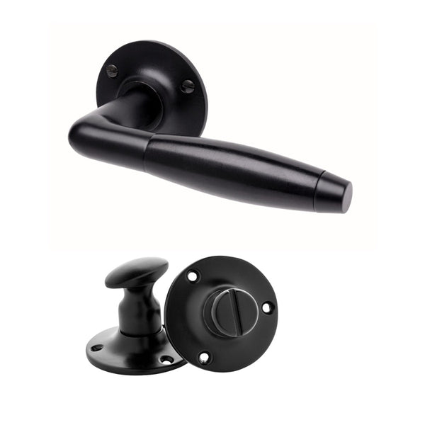 vtwonen MooideurBeslag deurklink Klassiek geveerd - mat zwart - wc slot - rond