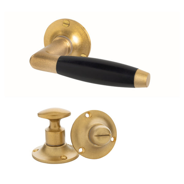 vtwonen MooideurBeslag deurklink Klassiek geveerd - messing getrommeld - wc slot - rond