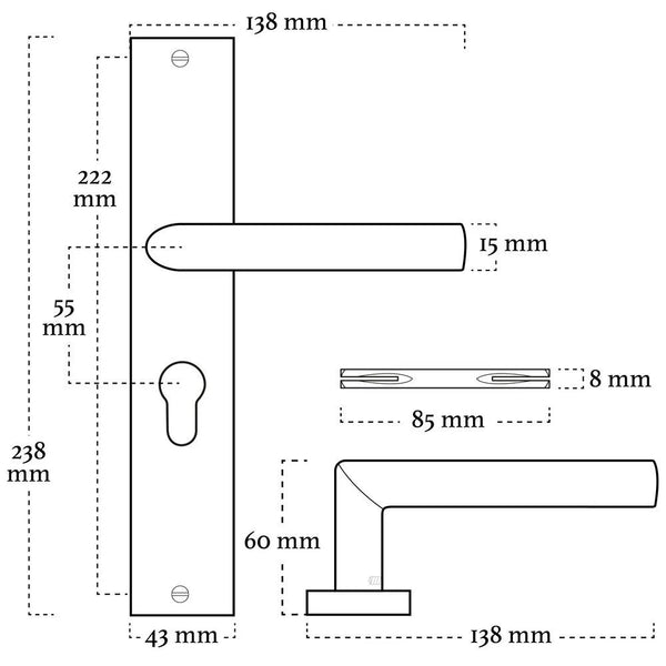 Vtwonen MooideurBeslag Ferro Deurklink Geveerd - Cilinderopening - Binnenwerk