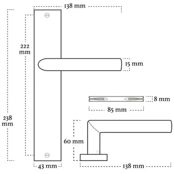 Vtwonen MooideurBeslag Ferro Deurklink Geveerd - Loopslot