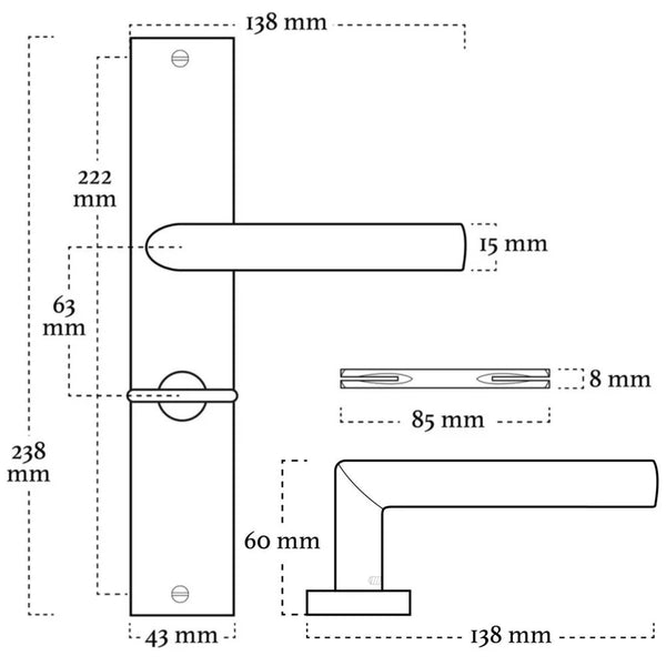 Vtwonen MooideurBeslag Ferro Deurklink Geveerd - Wc/badkamer - Binnenwerk