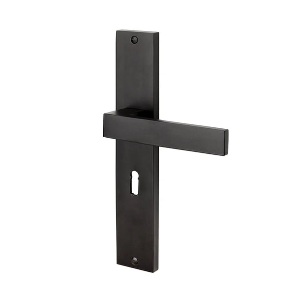 Vtwonen MooideurBeslag Lusso Deurklink Geveerd - Mat Zwart - Sleutelopening