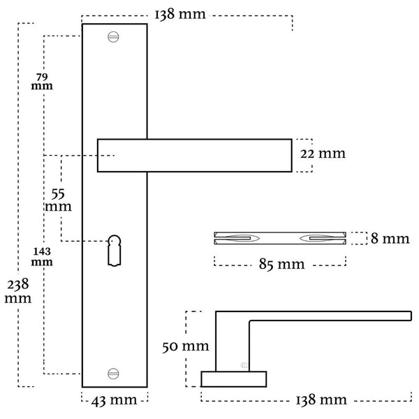 Vtwonen MooideurBeslag Lusso Deurklink Geveerd - Sleutelopening - Binnenwerk