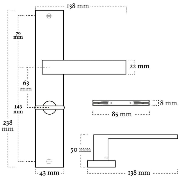 Vtwonen MooideurBeslag Lusso Deurklink Geveerd - Wc/badkamer - Binnenwerk