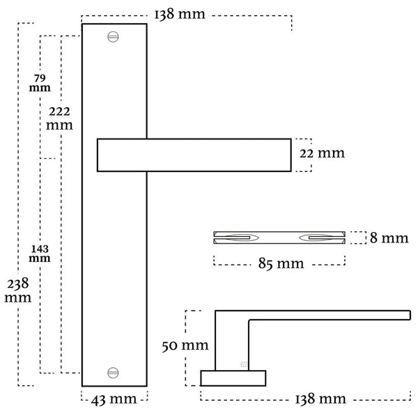 Vtwonen MooideurBeslag Lusso Deurklink Geveerd - Zwart - Loopslot