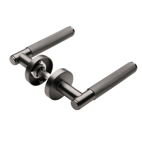 Vtwonen MooideurBeslag Luxor Deurklink Geveer - Wc/badkamer Slot - Antraciet Grijs