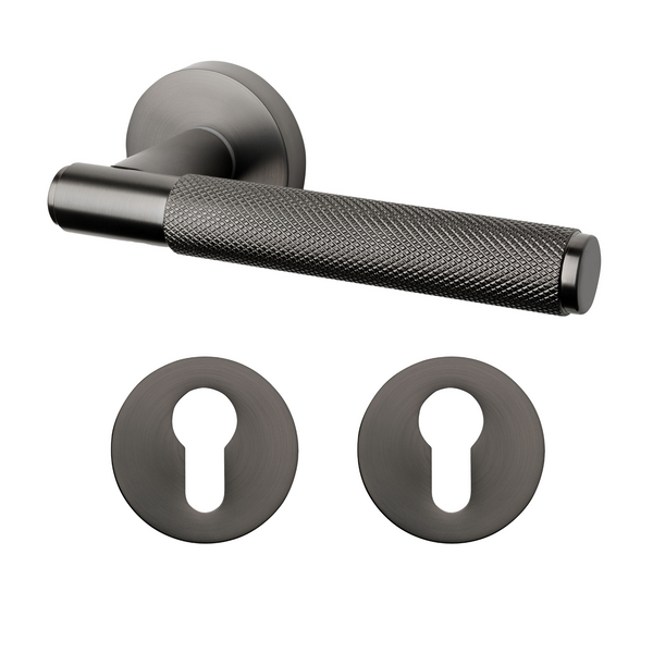 Vtwonen MooideurBeslag Luxor Deurklink Geveerd - Cilinderrozet - Antraciet Grijs