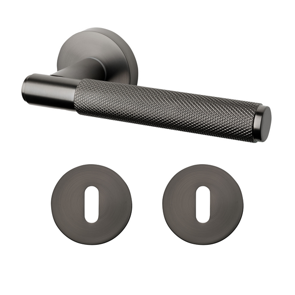 Vtwonen MooideurBeslag Luxor Deurklink Geveerd - Sleutelrozet - Antraciet Grijs