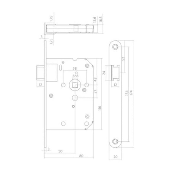 Vtwonen MooideurBeslag Modern Deurklink Geveerd - Mat Zwart - Loopslot