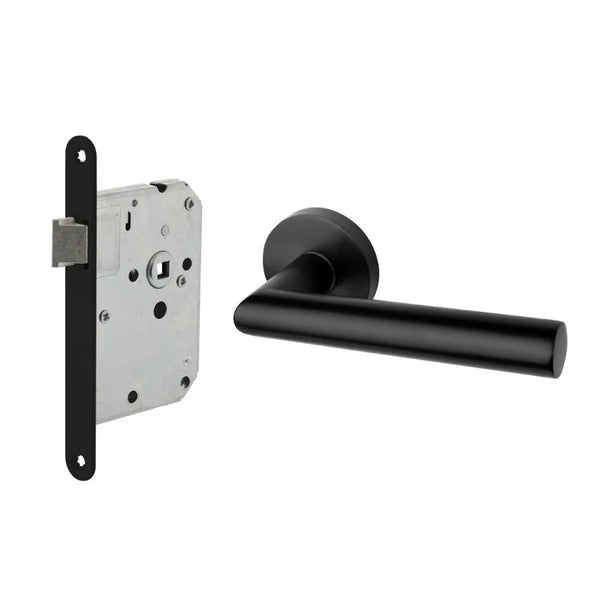 Vtwonen MooideurBeslag Modern Deurklink Geveerd - Mat Zwart - Loopslot