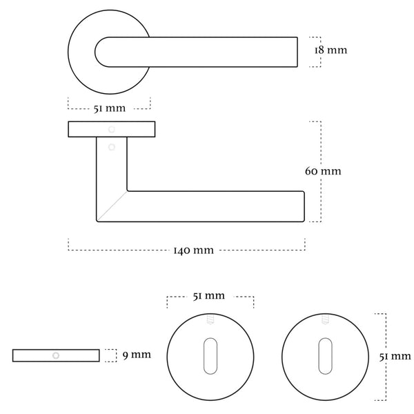Vtwonen MooideurBeslag Modern Deurklink Geveerd - Sleutelrozet - Binnenwerk