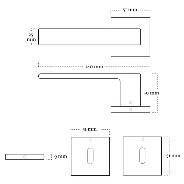Vtwonen MooideurBeslag Nova21 Deurklink Geveerd - Sleutelrozet - Mat Zwart