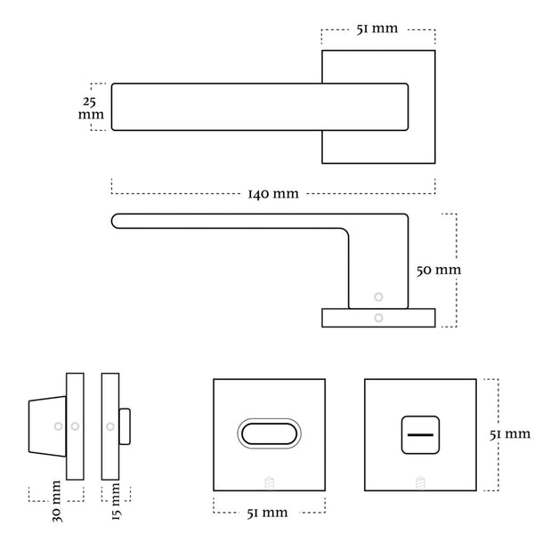 Vtwonen MooideurBeslag Nova21 Deurklink Geveerd - Wc/badkamer Slot - Binnenwerk