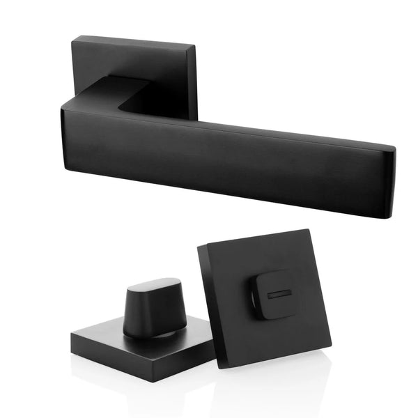 Vtwonen MooideurBeslag Nova21 Deurklink Geveerd - Wc/badkamer Slot - Mat Zwart