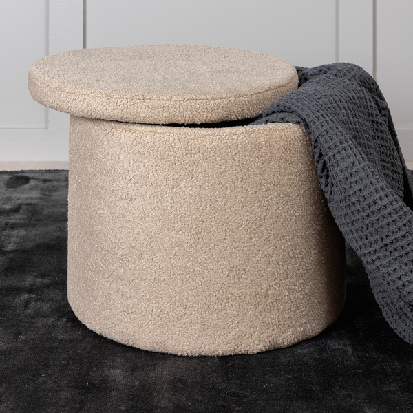 Vtwonen Nest Living Amelia Poef Teddystof Beige - Met Opbergruimte