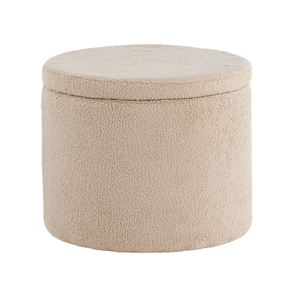 Vtwonen Nest Living Amelia Poef Teddystof Beige - Met Opbergruimte