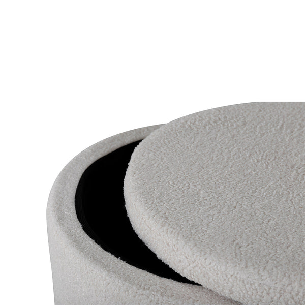 Vtwonen Nest Living Amelia Poef Teddystof Wit - Met Opbergruimte