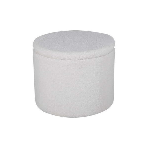 vtwonen Nest living Amelia Poef Teddystof Wit - Met Opbergruimte