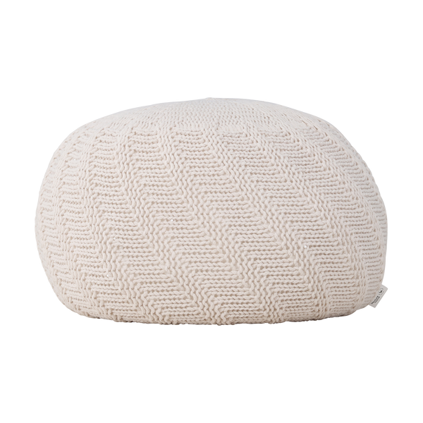 vtwonen Nest living Dina Ronde Gebreide Poef Ø 45 cm - Crême