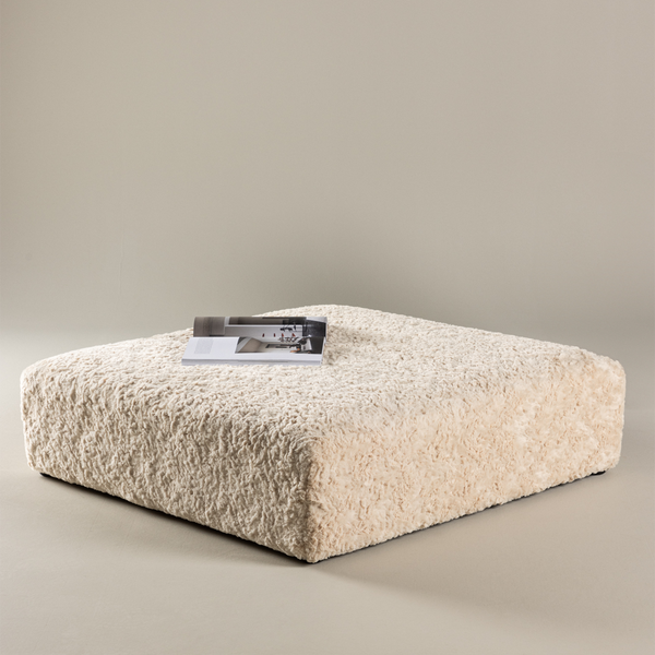 Vtwonen Nest Living Erla Vierkante Poef Schapenvacht - Beige