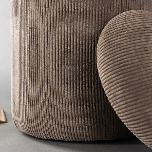 Vtwonen Nest Living Ilja Ronde Ribstof Poef Met Opbergruimte Ø 32 Cm - Bruin