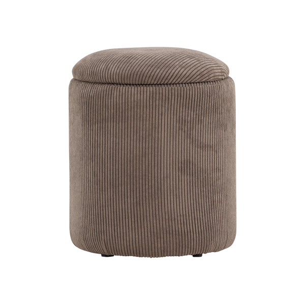 Vtwonen Nest Living Ilja Ronde Ribstof Poef Met Opbergruimte Ø 32 Cm - Bruin