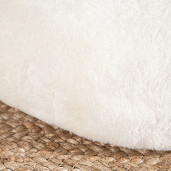 Vtwonen Nest Living Knut Ronde Teddystof Poef - Wit - Ø 40 Cm