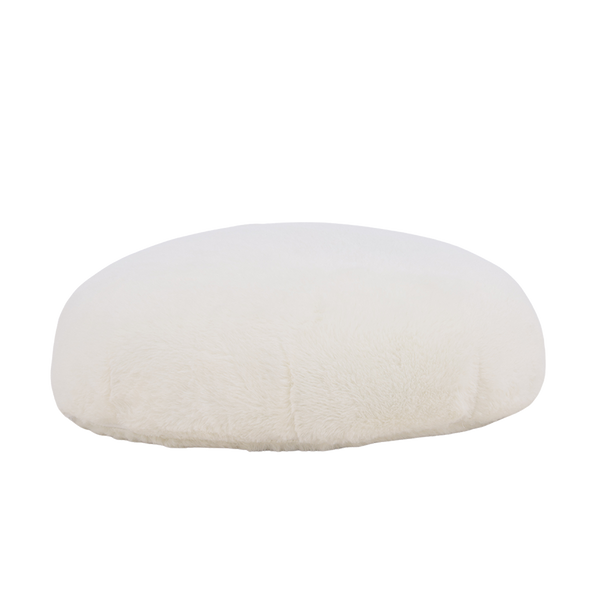 vtwonen Nest living Knut Ronde Teddystof Poef - Wit - Ø 40 cm