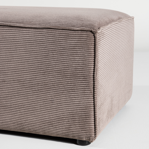 Vtwonen Nest Living Steffen Rechthoekige Poef Ribstof Bruin - 92 X 41 Cm