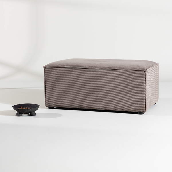 Vtwonen Nest Living Steffen Rechthoekige Poef Ribstof Bruin - 92 X 41 Cm