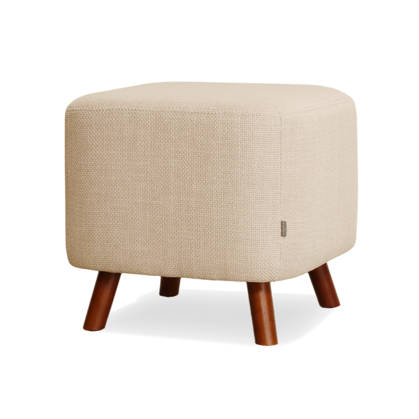 vtwonen Nolon Julia Vierkante Poef met Houten Pootjes 44 x 44 cm - Beige