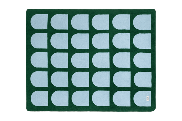 Vtwonen Noo.ma GILLI Cotton Blanket - Forest Green & Baby Blue